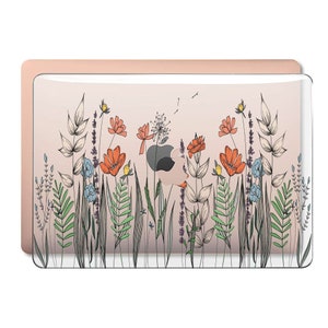 Wildflower Meadow Macbook Case, Clear Floral Painting Cover + Keyboard