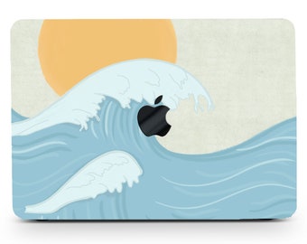Surging Ocean Waves Hard Laptop Shell Simple Art Print Sea and Sun Rubberized Case for Macbook Air Pro 11/13/15/16 2008-2021 +Keyboard Cover