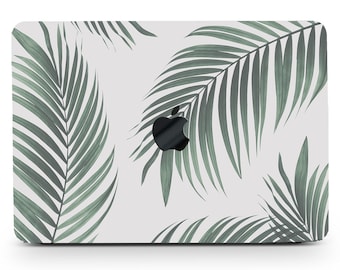 Minimalist Style Palm Leaves Tropical Painting Hard Rubberized Laptop Case Cover for Macbook Air 11/13 Pro 13/15/16 2008-2023 +Keyboard Skin