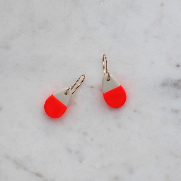 Peekay Neon Mini Teardrop Earrings - Handmade in Porcelain