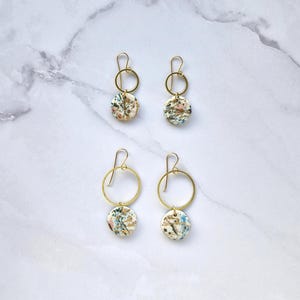 Stella Charm Porcelain Earrings - Handmade with Gold/Silver Finish