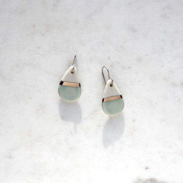 Juno Teardrop Earrings - Aqua/Platinum, Lilac/Gold or Turquoise/Platinum finish - Handmade in Porcelain