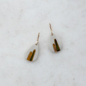 Lexi Teardrop Earrings with Gold Lustre finish Turquoise or Olive Glaze Handmade in Porcelain image 2