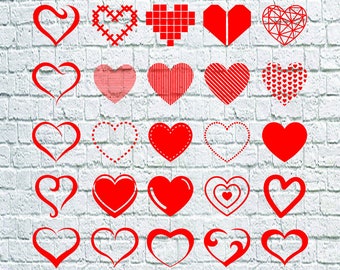 25 Heart svg bundle- Hand Draw Heart vector - Heart Shape digital clipart for Print, Design or more , files download svg, png, eps, dxf.