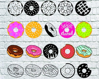 20 Donut svg bundle- Donut Dxf- Donut vector- Donut digital clipart for Print, Design or more , files download svg, png, eps, dxf, decal.