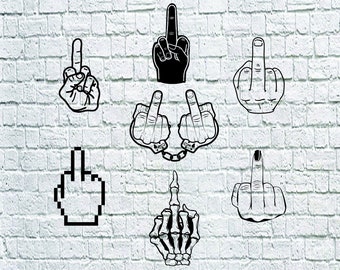 Middle Finger SVG Bundle- Middle Handcuffs DXF- Middle Finger Clipart - Middle Finger Vinyl Decal - Fu*k You svg - Middle Finger Silhouette.