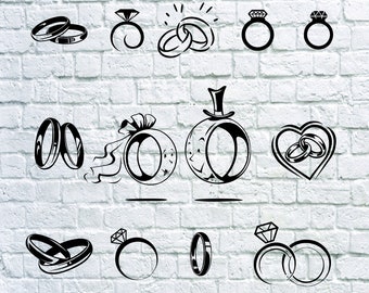Diamond Wedding Ring SVG Cut Files - Monogram Frames for Vinyl Cutters, Screen Printing, Silhouette, Die Cut Machines, & More