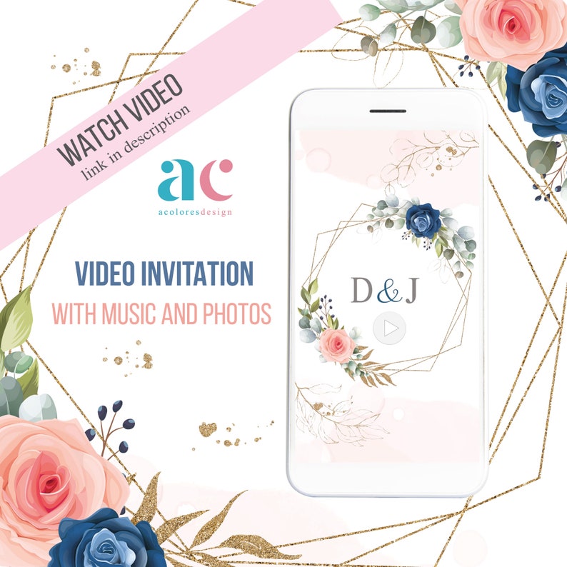 Beautiful custom digital video invitation Wedding and Quinceanera Sweet 16 Casamiento Boda Matrimonio ecard save the date 15 a\u00f1os