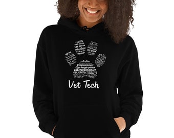 Vet Tech Hoodie Paw Print Unisex Gift, Vet Tech Week, World Veterinary Day, Veterinary Medicine, Veterinarian Gift, Vet Tech Hoodie, DVM