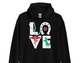 Equine Love Veterinarian Hoodie or Crewneck, Veterinarian Gift, Vet Med Gift, Vet Staff Gift, Vet Tech Week, Large Animal Vet, Veterinary