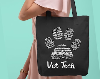 Dierenarts Tech Tote Bag, Dierenarts Tech Geschenken, Paw Print Tote Bag, Dierenarts Tech Afstudeercadeau, Schoudertas, Grappige Dierenarts Tech Cadeau, Dierenarts Cadeau