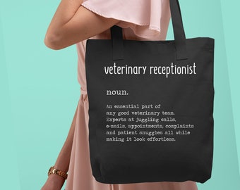 Veterinaire geschenken, veterinaire receptioniste cadeau, grappige dierenarts receptioniste Tote Bag, dierenarts receptioniste cadeau, veterinaire cadeau, zwarte schoudertas