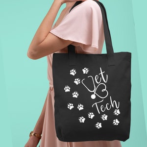 Estampas de pata de tecnologia veterinária e sacola de estetoscópio, bolsa de ombro, sacola exclusiva, presente veterinário, tecnologia veterinária, veterinário, estudante de veterinário, semana de tecnologia veterinária