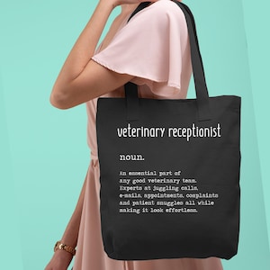 Veterinary Gifts, Veterinary Receptionist Gift, Funny Vet Receptionist Tote Bag, Vet Receptionist Gift, Veterinary Gift, Black Shoulder Bag