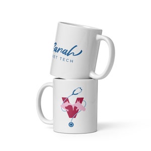 Personalized Vet Tech, Veterinarian, Vet Receptionist, Vet Graduation, Personalized Veterinary Christmas Gift White glossy mug