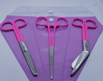 Paquet coloré gravé d’instruments vétérinaires personnalisés | Hémostat, ciseaux à bandage et ciseaux universels | Cadeau pour Vet Tech, Vet