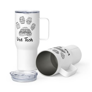 Vet Tech - Paw Print 25oz Travel Coffee Mug Vet Tech gift, Christmas gift for veterinary technician, Vet Tech Week gift, Vet Med Gift, DVM