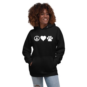 Peace Love Animals Women’s Premium Hoodie, Vet Gift, Veterinarian Hoodie, Veterinary Medicine Hoodie, Animal Lover Gift, Pet Lover Hoodie