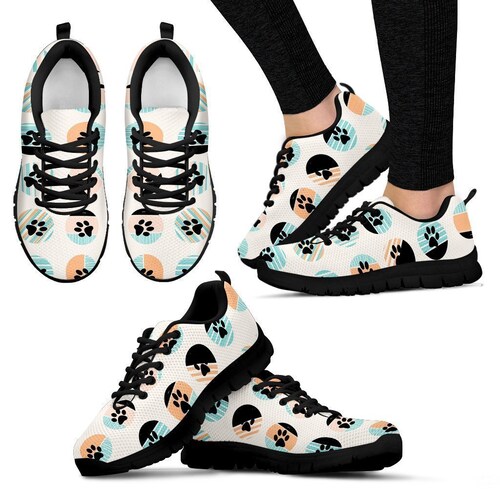 Menthol Pawprints Waves Women's Veterinary Sneakers Etsy