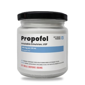 Propofol Candle, Vet Tech Gift, Veterinarian Gift, Scented Candle, Funny Vet Candle, Scented Soy Candle, Vet Nurse Gift, Vet Graduation Gift