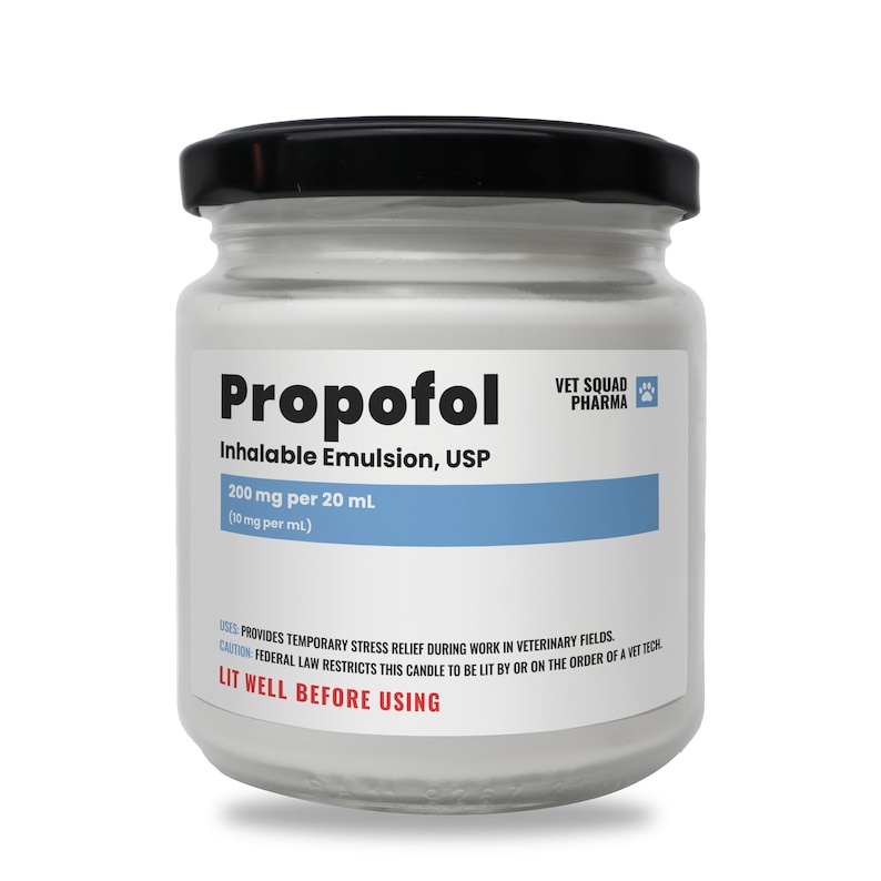 Propofol Candle, Vet Tech Gift, Veterinarian Gift, Scented Candle, Funny Vet Candle, Scented Soy Candle, Vet Nurse Gift, Vet Graduation Gift image 1