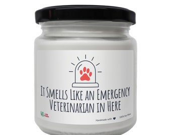 Candela di soia profumata veterinaria di emergenza, regalo veterinario, regalo veterinario divertente, Giornata mondiale veterinaria, regalo per receptionist veterinario