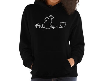 Battito cardiaco di cane e gatto Regalo per personale veterinario / Veterinario / Veterinario / Receptionist veterinario / Amante dei cani / Toelettatore / Studente veterinario Felpa con cappuccio unisex