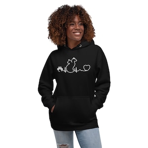 Dog and cat heartbeat Women&#39;s Premium Hoodie, Animal Lover Gift, Pet Lover Hoodie, Sweatshirt, Vet Gift, DVM, Veterinary Medicine Hoodie,