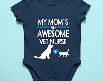 Dierenarts Baby Romper, dierenarts verpleegkundige cadeau, dierenarts moeder cadeau, veterinaire verpleegkundige cadeau, baby jumpsuit, mijn moeder is een dierenarts verpleegkundige cadeau, nieuwe moeder cadeau