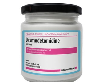 Dexmedetomidine Candle, Vet Tech Gift, Scented Soy Candle, Veterinary Candle, Veterinarian Candle, Vet Med Candle, Vet Student Gift