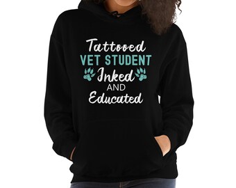 Estudante veterinário com capuz para estudante veterinário com tinta e presente educado para estudante veterinário | Personalizável | Moletom com capuz de medicina veterinária