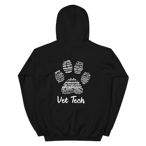 Personalize with your name Vet Tech Pawprint Unisex Hoodie, Custom Name Hoodie, Vet Tech Week Gifts Bulk, Vet Tech Gift, Pullover Hoodie