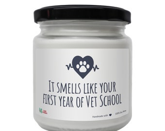 Eerste jaar van Vet School Geurende Soja Kaars, Dierenarts Cadeau, Grappige Dierenarts Student Cadeau, Wereldveterinaire Dag, veterinaire afstudeercadeau