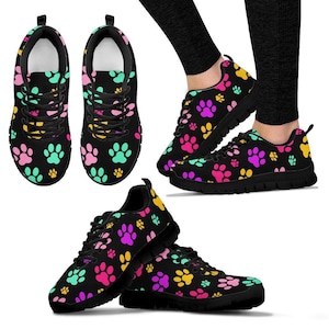 Rainbow Paw Prints - Women's Veterinary Sneakers, Animal Lovers Footwear, Vet Tech Shoes, Vet Student, Pet Owner