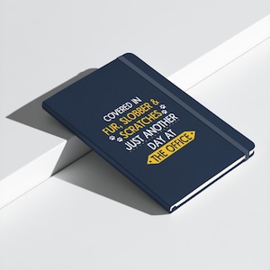 a blue book sitting on top of a white table