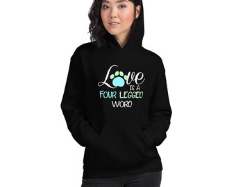 Vet Tech Hoodie Love is four legged word Gift for Veterinary Staff | Veterinarian | Vet Nurse | Veterinary Technician | Vet Student |