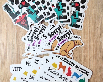 Veterinary Stickers Bundle - 3 for the price of 2, Vet Tech Week Gift, Gift for Vet Tech, Veterinarian, Receptionist, Nurse, Assistant