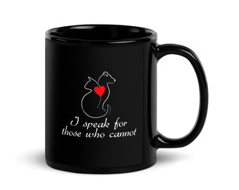 Tierarzt Geschenk Personalisierbar Ich spreche für diejenigen, die nicht können Tierarzt, Tierarzt Med Lustig, Tierarzt Tech, Tierarzt Empfang Woche Geschenk Schwarz Tasse