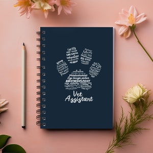 Vet Assistant Notebook, Pawprint Journal, Hardcover Notebook, Spiral Notebook, Vet Staff Gifts, Veterinary Medicine Notebook, Appreciation