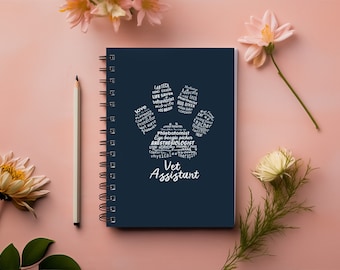 Vet Assistant Notebook, Pawprint Journal, Hardcover Notebook, Spiral Notebook, Vet Staff Gifts, Veterinary Medicine Notebook, Appreciation