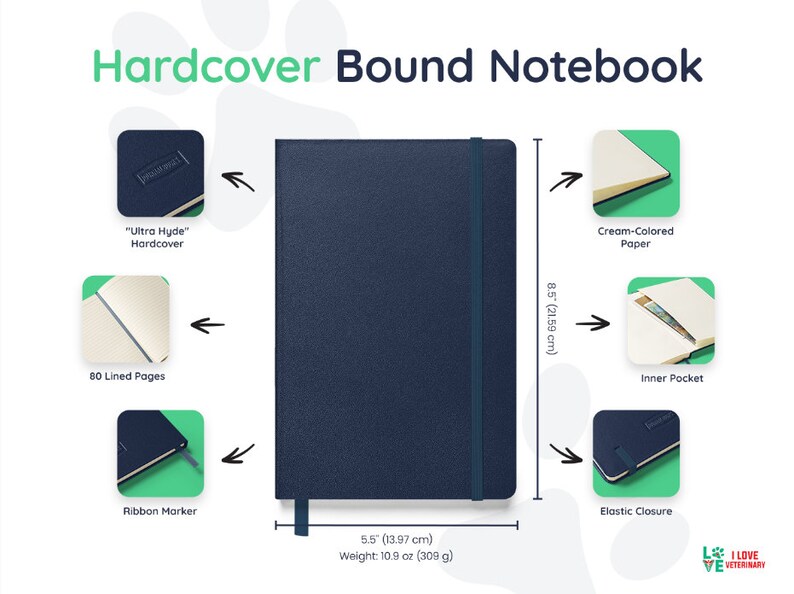 the hard cover bound notebook is shown with instructions