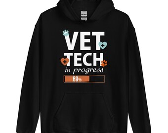 Vet Tech in progress Sweat à capuche unisexe, sweat-shirt, cadeau technique vétérinaire, cadeau de la semaine technique vétérinaire, sweat à capuche technicien vétérinaire, sweat à capuche de Noël vétérinaire