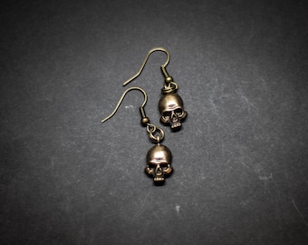 Human skull earings solid bronze for men Necklace resin human skull Goth Victorian Jewellery gift