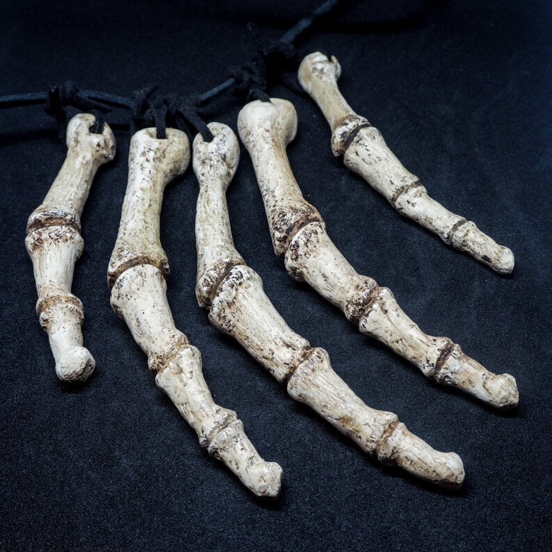 Bone fingers skull Replica Necklaces set of three resin bird skull Goth Victorian Jewellery gift Inactive