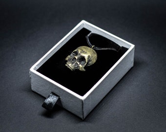 Skull pendant realistic for men Necklace resin human skull Goth Victorian Jewellery gift