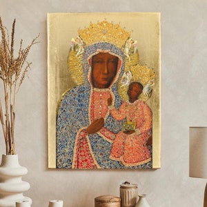 Icon of Black Madonna, handmade icon, wooden icon, perfect present, The Black Madonna of Czestochowa, Our Lady of Czestochowa