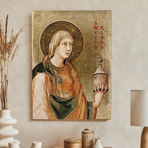 Icon of Saint Clare, Saint Clare of Assisi , St Clare icon, handmade icon, religious icon, wooden icon, perfect present, religious picture,