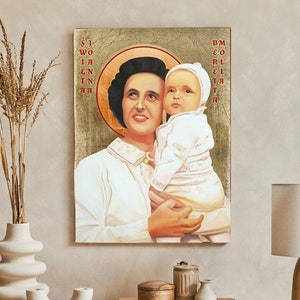 Ikona św. Gianny Beretta Molla, ikona ikona robiona, ikona religijna, ikona drewniana, ikona religijna, św. Gianna Beretta Molla