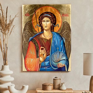 Icon of Archangel Michael, handmade wooden icon, perfect present, beautiful religious picture, First Communion, Baptism gift, birthday gift