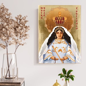 Icon of Our Lady of Antipolo, handmade icon, wood icon present idea, religious picture Our Lady of Peace and Good Voyage, Virgin of Antipolo